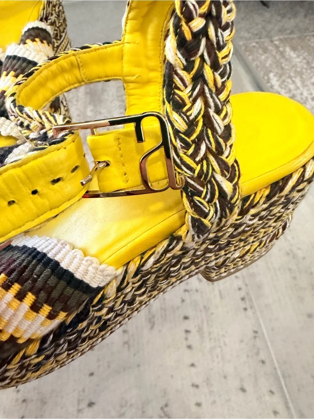 Braided Yellow Platform Sandal